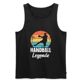 Handball Legende - Männer Premium Bio Tank Top - Schwarz - Vorne - Michal (187cm)