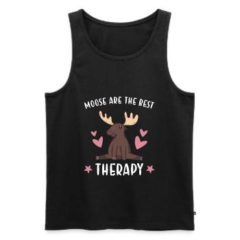 Elk Moose Are The Best Therapy Moose - Men's Premium Organic Tank Top - black - Front - AI Model Male 178 light (178cm)
