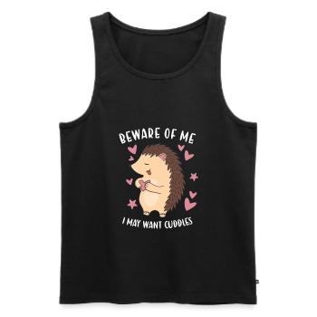 Hedgie Beware Of My Hedgehog - Men's Premium Organic Tank Top - black - Front - AI Model Male 178 light (178cm)