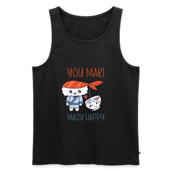 Kawaii Japanese Food Salmon Salmon Sushi Roll - Débardeur bio Premium Homme - noir - Devant - Michal (187cm)