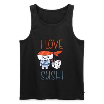 Kawaii Japanese Food Salmon Salmon Sushi Roll - Débardeur bio Premium Homme - noir - Devant - Michal (187cm)