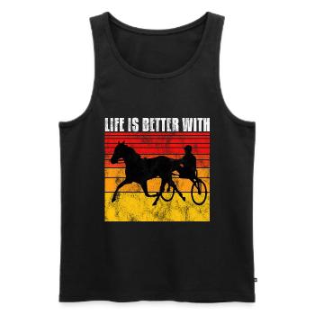 Life is better with Harness Racing Trabrennen Trab - Männer Premium Bio Tank Top - Schwarz - Vorne - Michal (187cm)