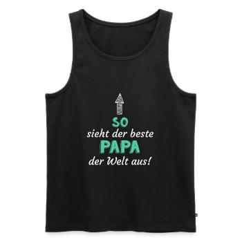So sieht der BESTE PAPA der Welt aus - Männer Premium Bio Tank Top - Schwarz - Vorne - Michal (187cm)
