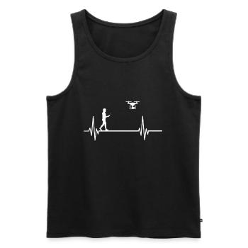 Drone Drone Heartbeat Pulse ECG Heart - Men's Premium Organic Tank Top - black - Front - Michal (187cm)