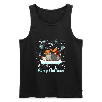 Chat joyeux noel fluffmas chat doux - Débardeur bio Premium Homme - noir - Devant - Michal (187cm)