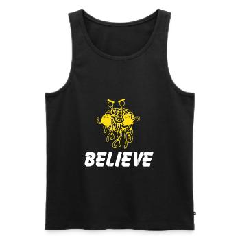 Spaghetti Monster Believe Atheist Gott Glaube - Männer Premium Bio Tank Top - Schwarz - Vorne - Michal (187cm)