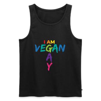 Je suis végétalien Gay Gay LGBT Vegan Bi - Débardeur bio Premium Homme - noir - Devant - Michal (187cm)