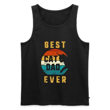 Meilleur chat papa jamais chat vintage papa rétro père d - Débardeur bio Premium Homme - noir - Devant - Michal (187cm)