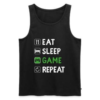 Funny Eat Sleep Game Repeat Video Gamer Gaming Lov - Men's Premium Organic Tank Top - black - Front - AI Model Male 178 light (178cm)