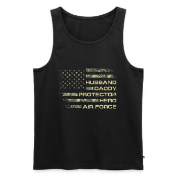 Ehemann Papa Beschützer Held US Air Force Veteran - Männer Premium Bio Tank Top - Schwarz - Vorne - AI Model Male 178 light (178cm)