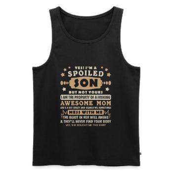 Ja, ich bin verwöhnter Sohn, aber nicht deine Familie - Männer Premium Bio Tank Top - Schwarz - Vorne - Michal (187cm)