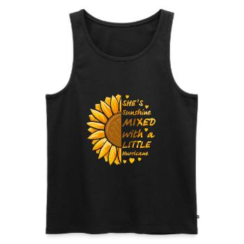 Sie ist Sunshine Mixed mit einem kleinen Hurricane Sunfl - Männer Premium Bio Tank Top - Schwarz - Vorne - AI Model Male 178 light (178cm)