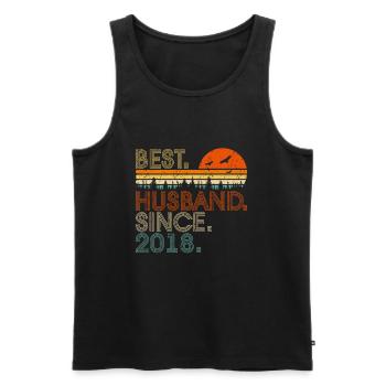 2nd Wedding Anniversary Best Husband Since 2018 Ep - Men's Premium Organic Tank Top - black - Front - AI Model Male 178 light (178cm)