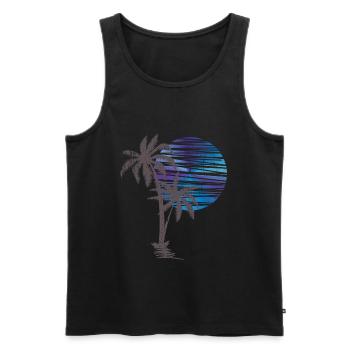 Palmier Sunset Silhouette Surf Lune de miel Surf - Débardeur bio Premium Homme - noir - Devant - Michal (187cm)