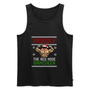 Brodolf Christmas Reindeer Fitness Sport - Débardeur bio Premium Homme - noir - Devant - Michal (187cm)