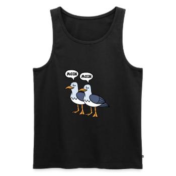 Moin Moin Möwen Ostsee Nordsee Plattdeutsch - Männer Premium Bio Tank Top - Schwarz - Vorne - Michal (187cm)