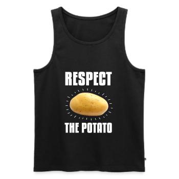 Respectez la pomme de terre Vegan Potato Fun - Débardeur bio Premium Homme - noir - Devant - Michal (187cm)