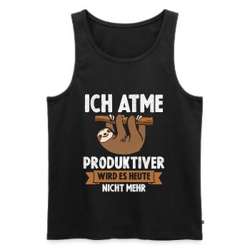 Ich Atme Faultier - Männer Premium Bio Tank Top - Schwarz - Vorne - Michal (187cm)