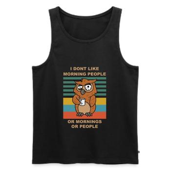 Owl - I Dont Like Morning People coffee owl - Männer Premium Bio Tank Top - Schwarz - Vorne - AI Model Male 178 light (178cm)
