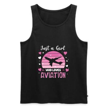 Just A Girl Who Loves Aviation Aviation Aviation Avion - Débardeur bio Premium Homme - noir - Devant - Michal (187cm)