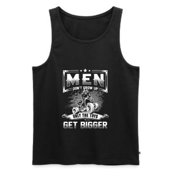 Men don’t grow up only the Toys get Bigger Quad - Débardeur bio Premium Homme - noir - Devant - AI Model Male 178 light (178cm)