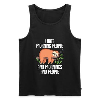 I Hate Morning People Funny sloth employee - Débardeur bio Premium Homme - noir - Devant - Michal (187cm)