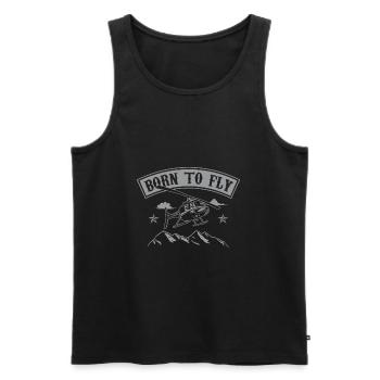 Born To Fly Helicopter Pilot Mountains Gift - Men's Premium Organic Tank Top - black - Front - AI Model Male 178 light (178cm)