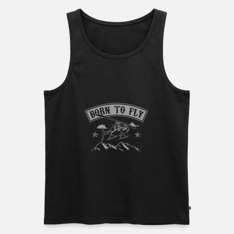 Born To Fly Helicopter Pilot Mountains Gift - Männer Premium Bio Tank Top - Schwarz