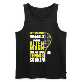 Unterschätze nie alten Mann - weiße Tennis Socken - Männer Premium Bio Tank Top - Schwarz - Vorne - Michal (187cm)