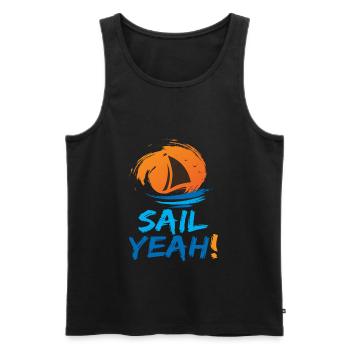 Sail Ouais bateau bateau voile - Débardeur bio Premium Homme - noir - Devant - AI Model Male 178 light (178cm)