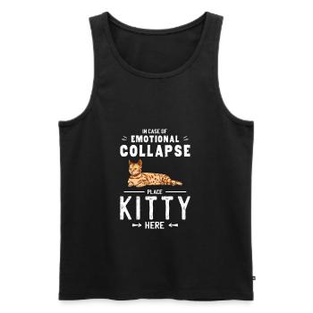 Emotionaler Zusammenbruch Katze hier platzieren - Männer Premium Bio Tank Top - Schwarz - Vorne - AI Model Male 178 light (178cm)