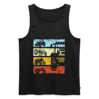 Retro Tractor Farmer Trecker Farmer Vintage - Men's Premium Organic Tank Top - black - Front - Michal (187cm)
