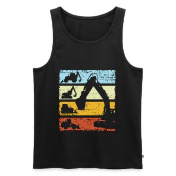 Vintage Excavator Construction Machinery - Men's Premium Organic Tank Top - black - Front - AI Model Male 178 light (178cm)