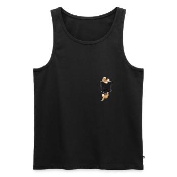 Sloths in breast pocket - Men's Premium Organic Tank Top - black - Front - Michal (187cm)