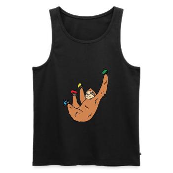 Sloth Climbing Gift - Men's Premium Organic Tank Top - black - Front - AI Model Male 178 light (178cm)