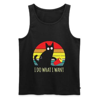Je fais ce que je veux chat - Débardeur bio Premium Homme - noir - Devant - AI Model Male 178 light (178cm)