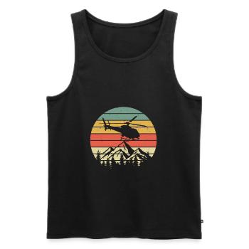 Vintage Helikopter Berge Retro Hubschrauber Pilot - Männer Premium Bio Tank Top - Schwarz - Vorne - Michal (187cm)