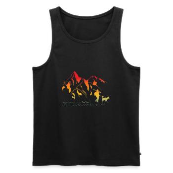Jäger Berge Hund Wandern Vintage - Männer Premium Bio Tank Top - Schwarz - Vorne - Michal (187cm)