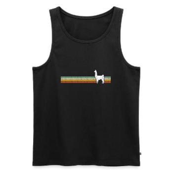 Vintage Retro Lama Alpaka Alpaca Tierliebhaber - Männer Premium Bio Tank Top - Schwarz - Vorne - Michal (187cm)