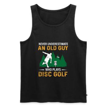Disc Golf cadeau papa - Débardeur bio Premium Homme - noir - Devant - Michal (187cm)