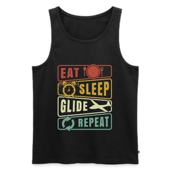 Eat Sleep Glide Repeat Glider Pilot Gliding Flight - Débardeur bio Premium Homme - noir - Devant - AI Model Male 178 light (178cm)