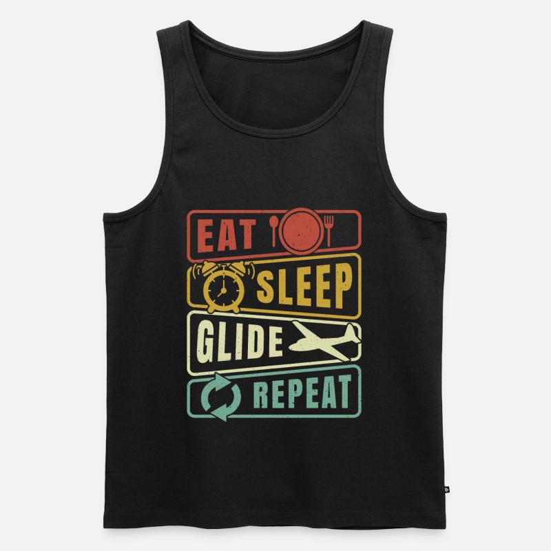 Eat Sleep Glide Repeat Glider Pilot Gliding Flight - Débardeur bio Premium Homme - noir