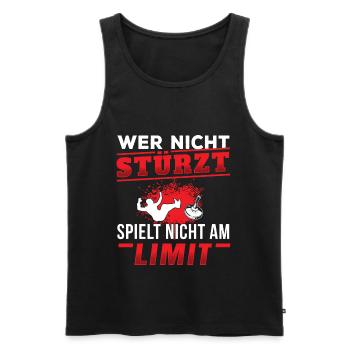 Eisstock Wer nicht stürzt spielt nicht am Limit - Männer Premium Bio Tank Top - Schwarz - Vorne - Michal (187cm)