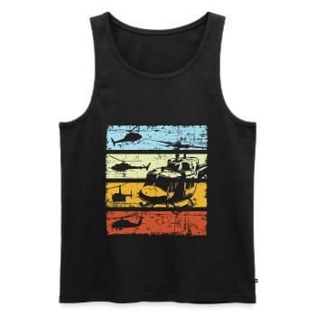 Hubschrauber Helikopter Pilot Retro Vintage - Männer Premium Bio Tank Top - Schwarz - Vorne - Michal (187cm)