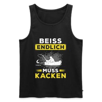 Lustiges Angler Fischer Beiss endlich muss kacken - Männer Premium Bio Tank Top - Schwarz - Vorne - Michal (187cm)