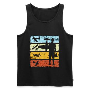 Retro Modellflieger - Männer Premium Bio Tank Top - Schwarz - Vorne - Michal (187cm)