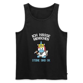 Ich Hasse Menschen Steine Sind OK Einhorn Geologe - Männer Premium Bio Tank Top - Schwarz - Vorne - Michal (187cm)