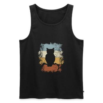 Retro Vintage Eule auf einem Ast - Männer Premium Bio Tank Top - Schwarz - Vorne - AI Model Male 178 light (178cm)