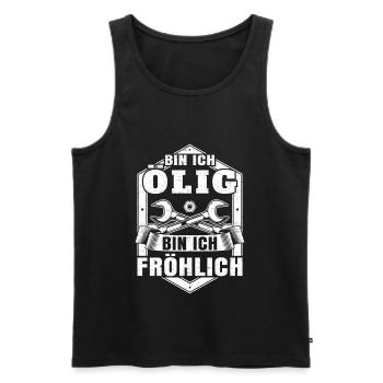 Bin Ich Ölig Bin Ich Fröhlich Handwerker - Männer Premium Bio Tank Top - Schwarz - Vorne - AI Model Male 178 light (178cm)