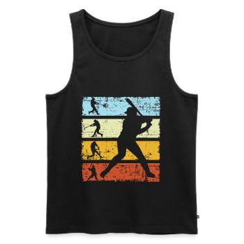 Rétro-joueur de baseball - Débardeur bio Premium Homme - noir - Devant - Michal (187cm)